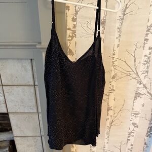 Black Patterned Satin Cami Top